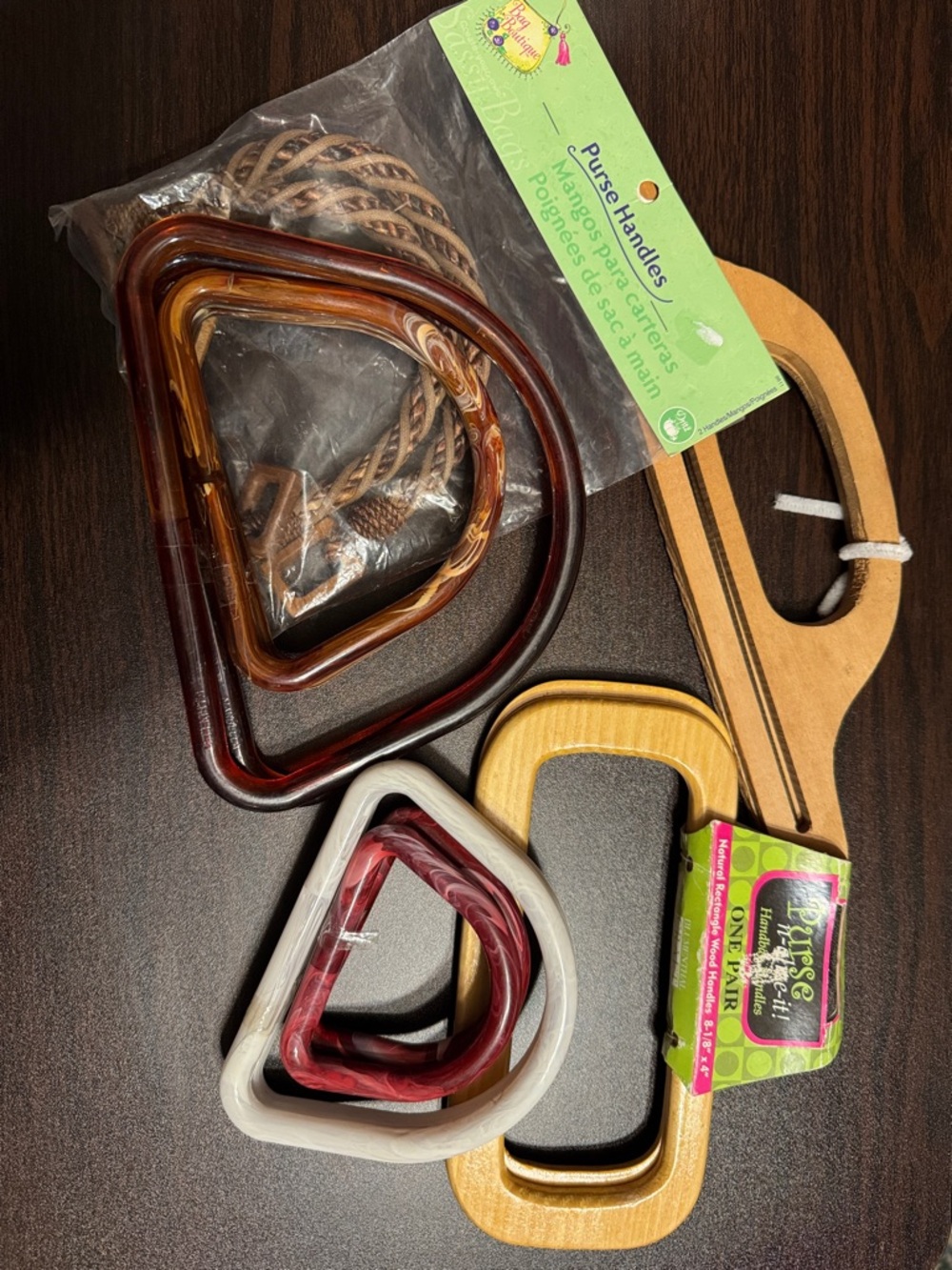 Assorted Triangle and Oval Purse Handles - Beige, Brown, White (Unbranded)